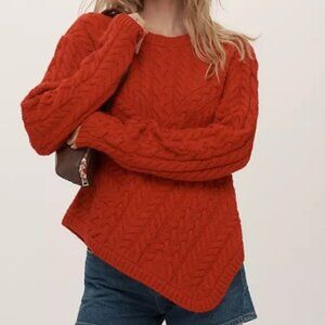 BNWT Maeve Crew-Neck Asymmetric Cable-Knit Sweater
